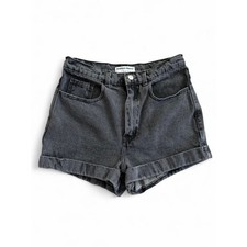 Vintage American Apparel Made in USA Washed Black High-Rise Denim Shorts Size 29 picture