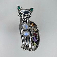 EXTREMELY RARE Nicky Butler Cat Brooch Signed with Genuine Gemstones NWOT  picture