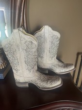 NEW Corral White Glitter Inlay Crystal Square Toe Western Cowgirl Wedding Boot  picture