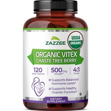 Zazzee USDA Organic Vitex, 500 mg Strength, 120 Vegan Capsules, Kosher picture