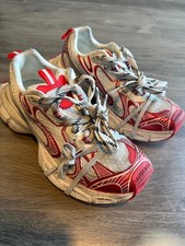 Balenciaga 3XL Oversized  Red and White Distressed Sneakers, Size 42, US Size 9 picture