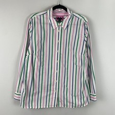 Talbots Button Up Shirt Size XL Multicolor Stripe Cotton Long Sleeve Collared picture