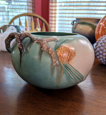 Vintage Roseville Pottery 278-4 Pine Cone Green Jardiniere Planter 1935 Unmarked picture