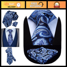 Paisley Floral Necktie & Pocket Square Set - Classic Woven Business Tie for Wedd picture