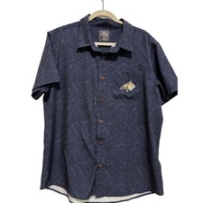Colosseum Texas State Bobcats Navy Leaf Print Button Down Collar Shirt sz L golf picture