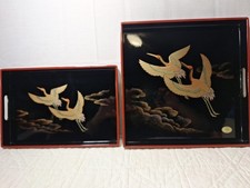 Japan Crane Lacquerware Serving Tray Confectionery Bowl Japanese Design  picture
