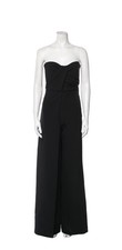 Safiyaa Asymmetric Black Crepe Strapless Jumpsuit picture