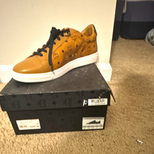 MCM Terrain Men's Brown Logo Low Top Lace-Up Athletic Sneakers New w/ Box picture