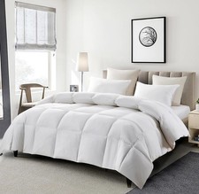 SERTA Goose Feather down Fiber Comforter King Size 106X90 100% Cotton Cover ⚪️ picture