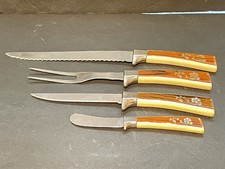 Vintage Lifetime Cutlery 4 Pc Hostess Serving Utensils Set Wood-look Handles USA picture