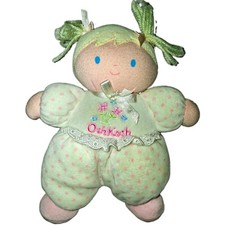 Vintage Y2K 2000 OshKosh Baby Doll Velour Pink White Yellow Yarn Hair Rattle picture