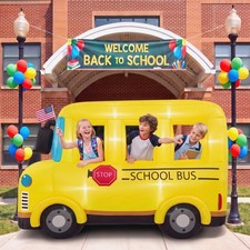 Soulchen 6 FT Inflatable School Bus Decor with Built in LEDs Lighted Yellow picture