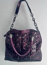 Coach Kristin Metallic Purple Leather Studded Satchel Bag ￼ picture