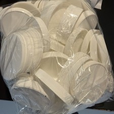 New Plastic Jar Lids 70-400 Regular Mouth white ribbed w/ Foam Liner ~ Lot of 75 picture