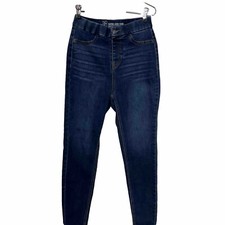 Nobo Blue Stretch Pull On High Rise Shaped Pants Jeans  Womens Size S 3-5 Casual picture