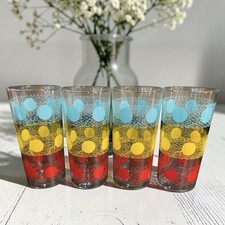 Vintage Bartlett Collins Fish Net Glasses MCM Atomic Dots Tumblers Set of 4 6