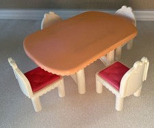 1990s Vintage Playskool Dollhouse Dining Room Table And 4 Chairs picture