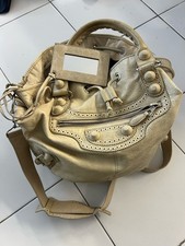 Balenciaga Arena City Hobo Bag Boho Large 2way Bucket Beige Tan Covered Studded picture