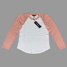 VERONICA BEARD Jeans Women's Mason Baseball Tee Sz-S Rosebloom/White picture
