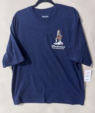 NEW Budweiser Men's King Of Beers Clydesdales Navy Blue Graphic T-Shirt Size XL picture