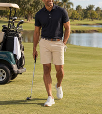 Johnnie-O Mulligan Performance Golf Shorts 34 Light Khaki 9