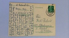 1955 GDR to West Germany Interzonal Postcard | Bergen auf Rügen to Holstein #541 picture