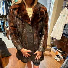 Bruno & Joseph Furs, Inc. Vintage Women's Brown/Black Mid-Length Lined Coat M picture