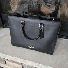 Coach Maggie Tote Bag Signature Leather, Black picture