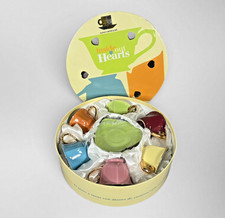Yedi Houseware Inside Out Heart Espresso Cup Saucer Set 12pc CC170 Gold Trim Box picture