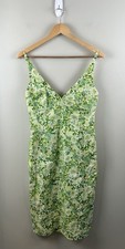 Milly Vtg Cotton Dress Sleeveless V-neck Floral Knee Length Sz 6 Made In USA picture