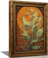 Vintage Gold Framed,Art Nouveau Botanical Floral Canvas Wall Art picture