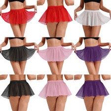 US Womens Skirts Mesh Skirt Babydoll Miniskirts Pleated Miniskirt Sheer Pool Bar picture