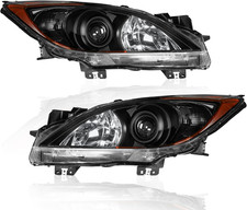 Headlights Assembly for 2010-2013 Mazda 3 Sport Black Clear Amber Halogen Pair picture