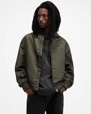 Allsaints Men's Underground Relaxed Fit Bomber Jacket Khaki Green Size XXL New picture