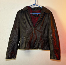 Vintage Wilsons Men's Black Leather Biker Jacket Full Zip Thinsulate Ultra 38 picture