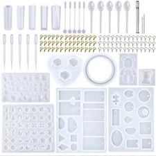 229pcs Resin Casting Silicone Molds Jewelry Making Pendant Craft Epoxy Spoon Kit picture