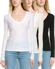 James Perse 3Pk Relaxed V-Neck T-Shirt Women's picture