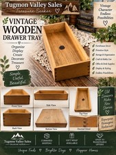 Vintage Wood Drawer Tray Dovetail Joint 13x6x3 Primitive Farmhouse Storage Box picture