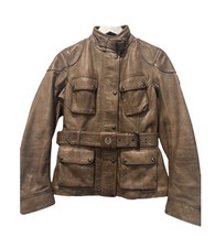 Belstaff Trialmaster Panther Women’s Leather Jacket Brown IT 42 US 8 NWOT picture