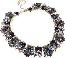 Crystal Rhinestone Statement Necklace, Vintage Chunky Chain Choker Black01  picture