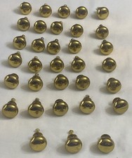 33 Vintage Solid Brass Cabinet Knobs Round Drawer Pulls Salvage Restoration picture