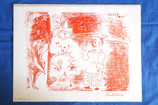 L'Écuyère et les Clowns Pablo Picasso 1957 lithografia offset Spadem 1965 rossa picture