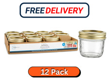 Mainstays 8 oz Wide Mouth Mason Jars with Lids & Rings 12 Pack Canning Jars. picture