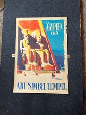 Original Egypt Travel Poster Abu Simbel Temple Aswan Pharaoh Ramesses II Egypti picture