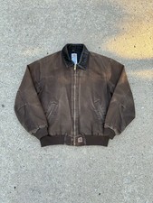 Vintage Carhartt Worn Santa Fe Quilted Canvas Jacket Men's XL J14 DKB Brown picture