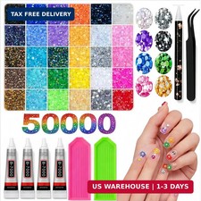 50000Pcs Rhinestone Bedazzling Kit 30 Colors 3mm Flatback Resin Gems B7000 Glue picture