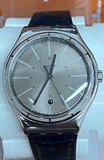 Swatch YWS415 Eppendorf Grey Dial Black Leather Strap Men's Watch picture