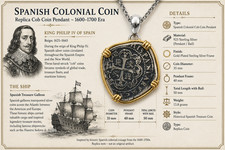 Colonial Pirate Cob Coin Pendant – Atocha Style 925 solid Sterling Silver 52mm picture