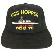 Vintage USS Hopper Cap DDG 70 Amazing Navy Ship Made USA Snap Back Trucker Hat picture