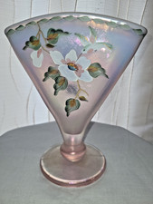 Fenton 1996 Ltd Ed Fan Vase HP By P Hayhurst Signed Bill Fenton #486 Hummingbird picture
